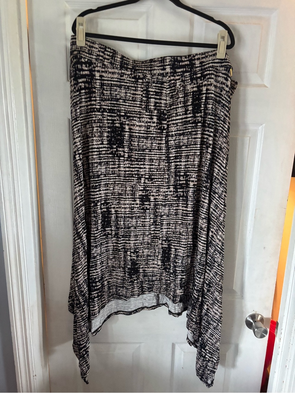 Calvin Klein Black & White Asymmetrical Handkerchief Hem Skirt